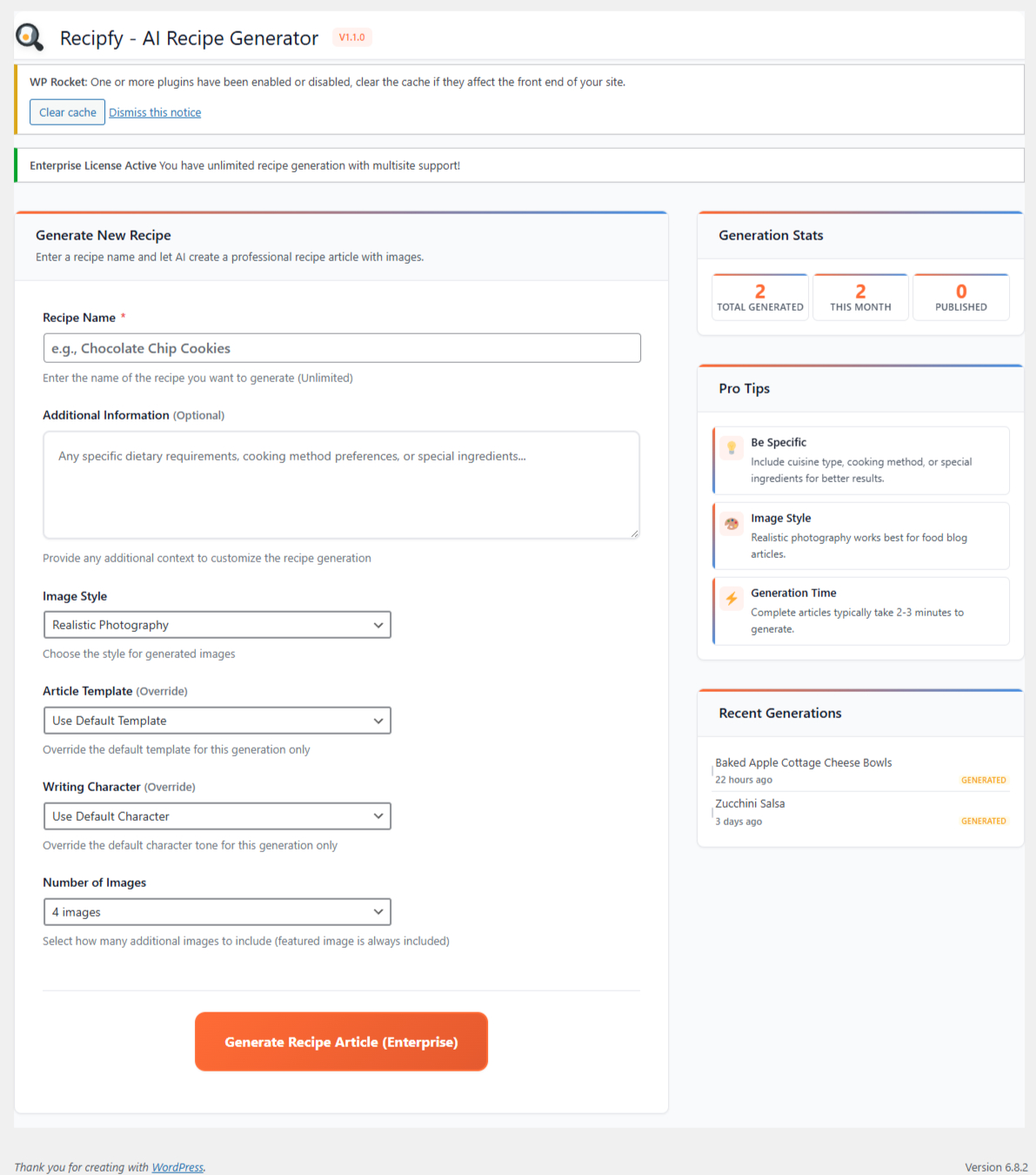 Recipfy Plugin Interface